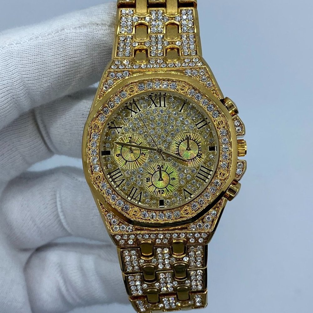 18K Gold Plated Luxury Design Iced Out Watch